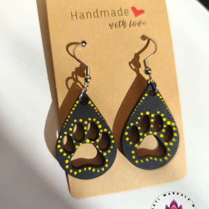 Fa fülbevaló (tappancs - sárga), Ékszer, Fülbevaló, Lógó fülbevaló, Festett tárgyak, Festészet, MESKA