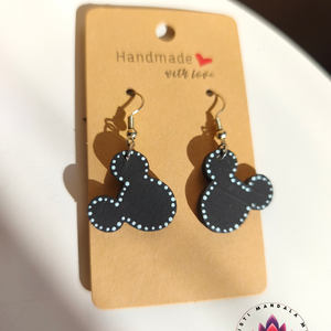 Fa fülbevaló (Mickey egér-kék), Ékszer, Fülbevaló, Lógó fülbevaló, Festett tárgyak, Festészet, MESKA