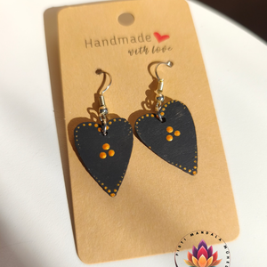 Fa fülbevaló (kicsi szív), Ékszer, Fülbevaló, Lógó fülbevaló, Festett tárgyak, Festészet, MESKA