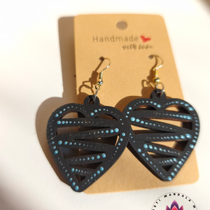 Fa fülbevaló (szív 2), Ékszer, Fülbevaló, Lógó fülbevaló, Festett tárgyak, Festészet, MESKA