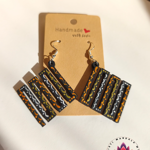 Fa fülbevaló (négyzet harmonika), Ékszer, Fülbevaló, Lógó fülbevaló, Festett tárgyak, Festészet, MESKA