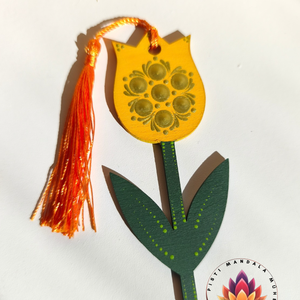 Tulipán könyvjelző (napsárga) , Könyv & Zene, Könyvjelző, Festett tárgyak, Festészet, MESKA