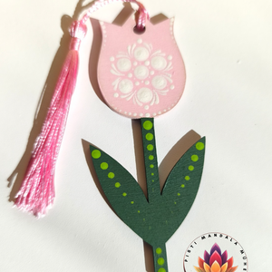 Tulipán könyvjelző (halvány rózsaszín) , Könyv & Zene, Könyvjelző, Festett tárgyak, Festészet, MESKA