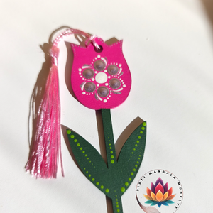 Tulipán könyvjelző (rózsaszín) , Könyv & Zene, Könyvjelző, Festett tárgyak, Festészet, MESKA