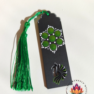 Pávás könyvjelző (zöld, fehér) , Könyv & Zene, Könyvjelző, Festett tárgyak, Festészet, MESKA