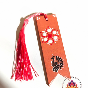 Pávás könyvjelző (piros, fehér) , Könyv & Zene, Könyvjelző, Festett tárgyak, Festészet, MESKA