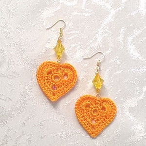 Napsárga szívecske - ékszer - fülbevaló - lógó fülbevaló - Meska.hu