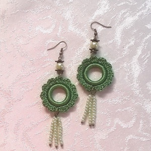 Horgolt fülbevaló - ékszer - fülbevaló - lógó fülbevaló - Meska.hu