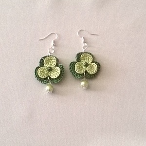 Zöld Árvácska /horgolt fülbevaló - Meska.hu