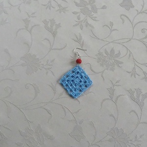 Kék horgolt fülbevaló - ékszer - fülbevaló - lógó fülbevaló - Meska.hu