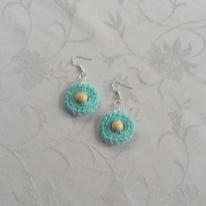 Horgolt fülbevaló - ékszer - fülbevaló - lógós kerek fülbevaló - Meska.hu