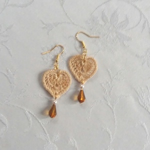 Beige levélke /fülbevaló/ - ékszer - fülbevaló - lógó fülbevaló - Meska.hu