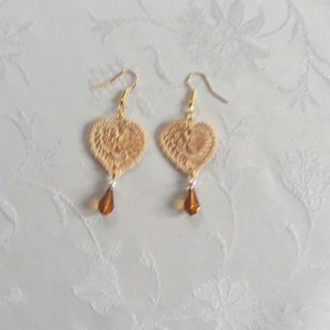 Beige levélke /fülbevaló/ - ékszer - fülbevaló - lógó fülbevaló - Meska.hu