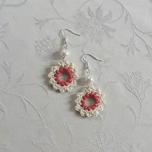 Horgolt fülbevaló - ékszer - fülbevaló - lógós kerek fülbevaló - Meska.hu