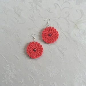 Horgolt fülbevaló - ékszer - fülbevaló - lógós kerek fülbevaló - Meska.hu