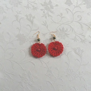 Horgolt fülbevaló, Ékszer, Fülbevaló, Lógós kerek fülbevaló, Horgolás, Ékszerkészítés, MESKA