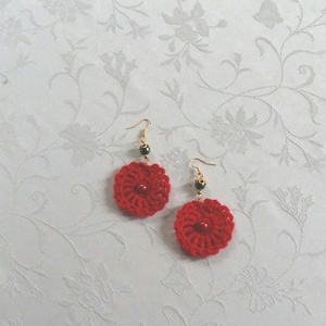 Horgolt fülbevaló - ékszer - fülbevaló - lógós kerek fülbevaló - Meska.hu