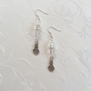 Üveggyöngyök hóemberke charmmal - ékszer - fülbevaló - lógó fülbevaló - Meska.hu