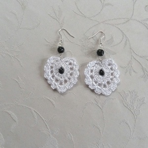 Fehér horgolt fülbevaló - Meska.hu