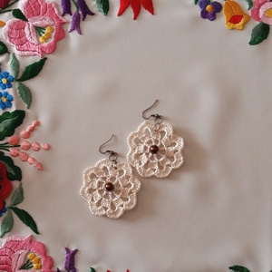 Horgolt fülbeló - ékszer - fülbevaló - lógós kerek fülbevaló - Meska.hu