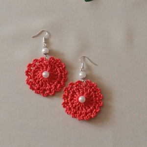 Horgolt fülbevaló - ékszer - fülbevaló - lógós kerek fülbevaló - Meska.hu