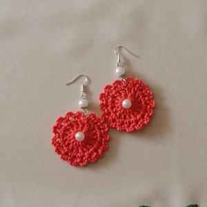 Horgolt fülbevaló - ékszer - fülbevaló - lógós kerek fülbevaló - Meska.hu