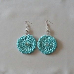 Türkiz fülbevaló - ékszer - fülbevaló - lógós kerek fülbevaló - Meska.hu