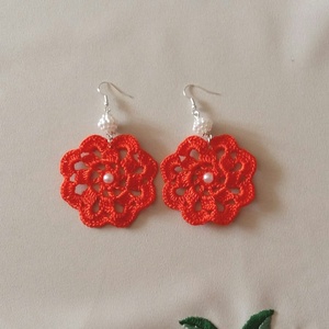 Horgolt fülbevaló - ékszer - fülbevaló - lógós kerek fülbevaló - Meska.hu