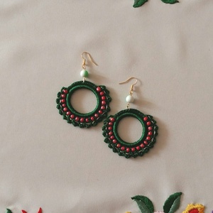 Horgolt fülbevaló - ékszer - fülbevaló - lógós kerek fülbevaló - Meska.hu