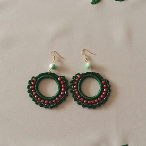 Horgolt fülbevaló - ékszer - fülbevaló - lógós kerek fülbevaló - Meska.hu