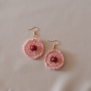 Horgolt fülbevaló - ékszer - fülbevaló - lógós kerek fülbevaló - Meska.hu