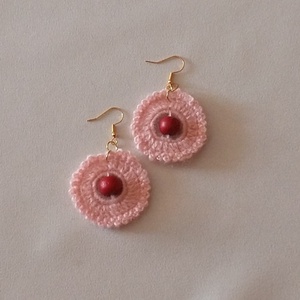 Horgolt fülbevaló - ékszer - fülbevaló - lógós kerek fülbevaló - Meska.hu