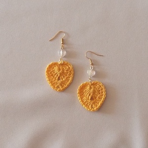 Horgolt szívecske - ékszer - fülbevaló - lógó fülbevaló - Meska.hu