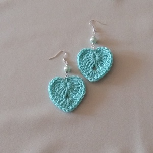 Türkiz szívecske - ékszer - fülbevaló - lógó fülbevaló - Meska.hu