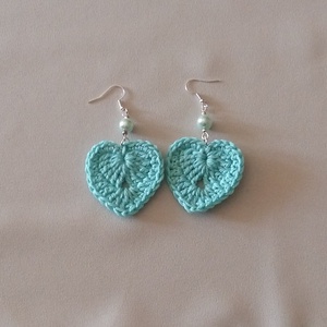Türkiz szívecske - ékszer - fülbevaló - lógó fülbevaló - Meska.hu