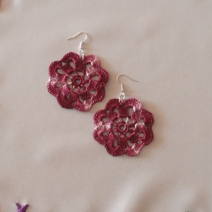 Horgolt fülbevaló - ékszer - fülbevaló - lógós kerek fülbevaló - Meska.hu