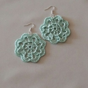 Menta virág, Ékszer, Fülbevaló, Lógós kerek fülbevaló, Ékszerkészítés, Horgolás, MESKA