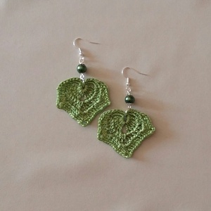 Zöld levelecske - ékszer - fülbevaló - lógó fülbevaló - Meska.hu