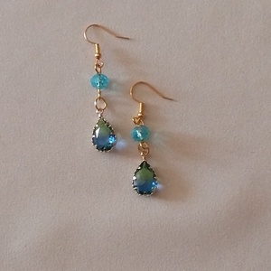 Türkiz gyöngyök - ékszer - fülbevaló - lógó fülbevaló - Meska.hu
