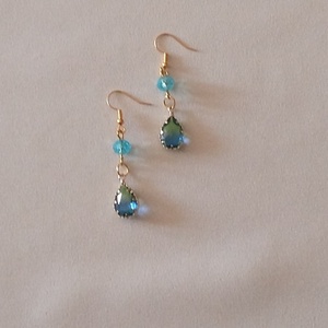 Türkiz gyöngyök - ékszer - fülbevaló - lógó fülbevaló - Meska.hu