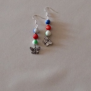Színes gyöngyök - ékszer - fülbevaló - lógó fülbevaló - Meska.hu