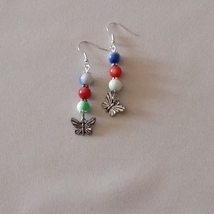 Színes gyöngyök - ékszer - fülbevaló - lógó fülbevaló - Meska.hu