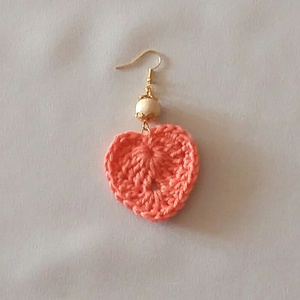 Narancssárga szívecske - ékszer - fülbevaló - lógó fülbevaló - Meska.hu