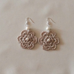 Horgolt fülbevaló - ékszer - fülbevaló - lógós kerek fülbevaló - Meska.hu