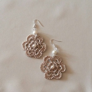 Horgolt fülbevaló - ékszer - fülbevaló - lógós kerek fülbevaló - Meska.hu