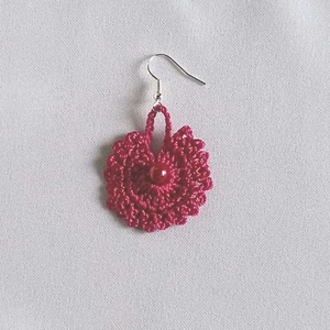 Pink fülbevaló - ékszer - fülbevaló - lógós kerek fülbevaló - Meska.hu