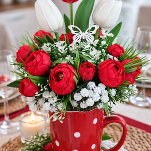 Tavaszi elegancia -asztaldísz, Otthon & Életmód, Dekoráció, Asztal és polc dekoráció, Asztaldísz, Virágkötés, MESKA