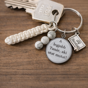A legjobb Tanár...! - kulcstartó ásvánnyal, Táska & Tok, Kulcstartó & Táskadísz, Kulcstartó, Ékszerkészítés, MESKA