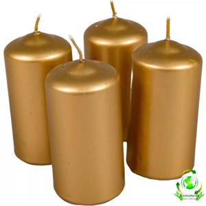Metál henger gyertya szett 50x100mm - arany, Kellékek & szerszámok, Dekorációs gyertya, Dekorációs kellékek, , MESKA