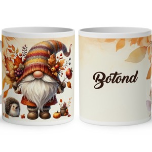 Névvel kérhető - Cuki őszi manó sünikével mintás bögre - Meska.hu